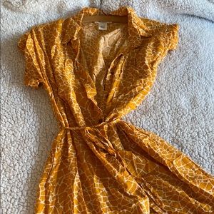 Swiss-dot full-length button down dress (NWOT)